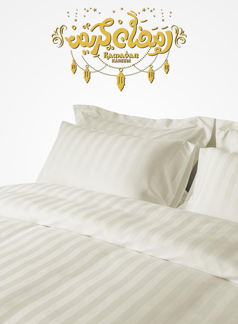 سيد المنسوجات المنزلية غطاء لحاف فندقي مفرد من  مايكروفايبر، يناسب سرير بحجم 200 سم × 120 سم، 4 قطع ، بتصميم خطوط فندقية - Image 1